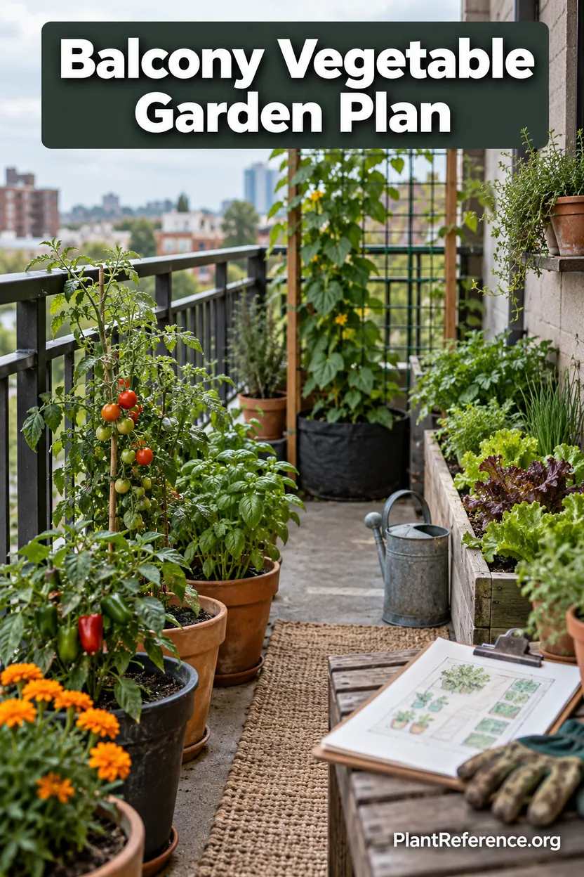 Balcony vegetable garden layout zones for sun, wind, and containers