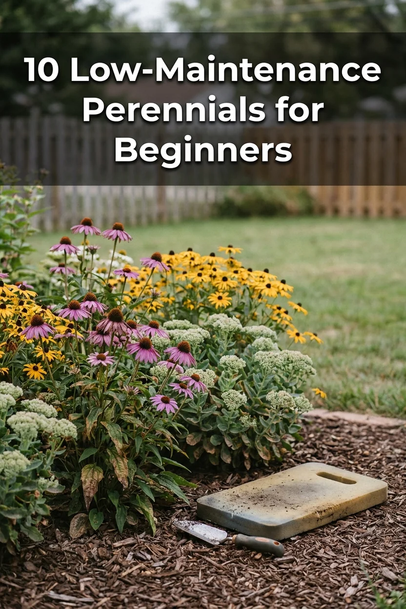 Ten easy low-maintenance perennials for beginner gardeners shown in a summer border