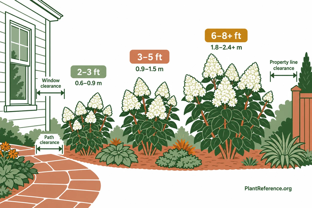 Matching panicle hydrangea mature sizes to garden planting spaces