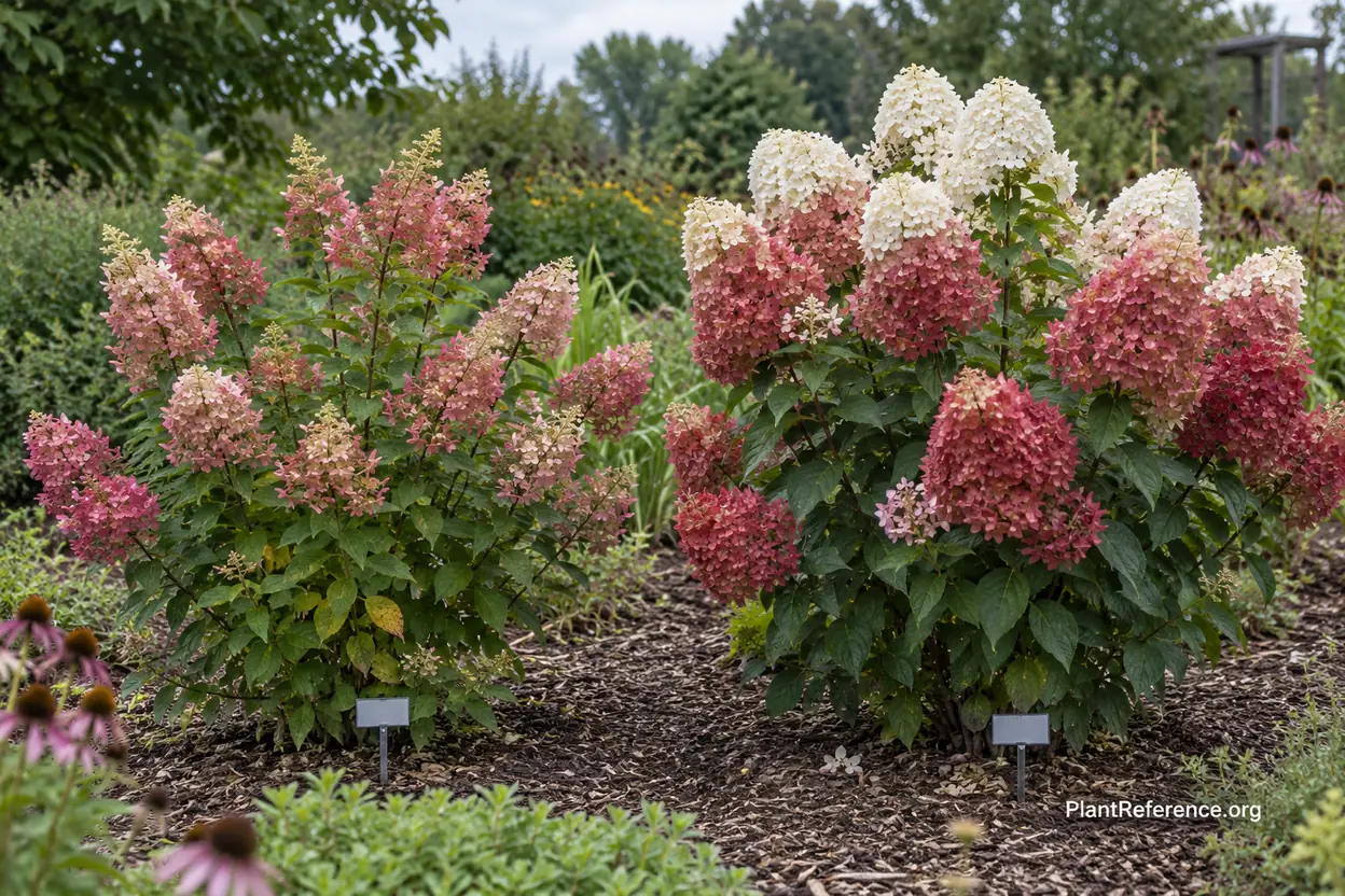 Quick Fire and Fire Light panicle hydrangeas compared for timing and color