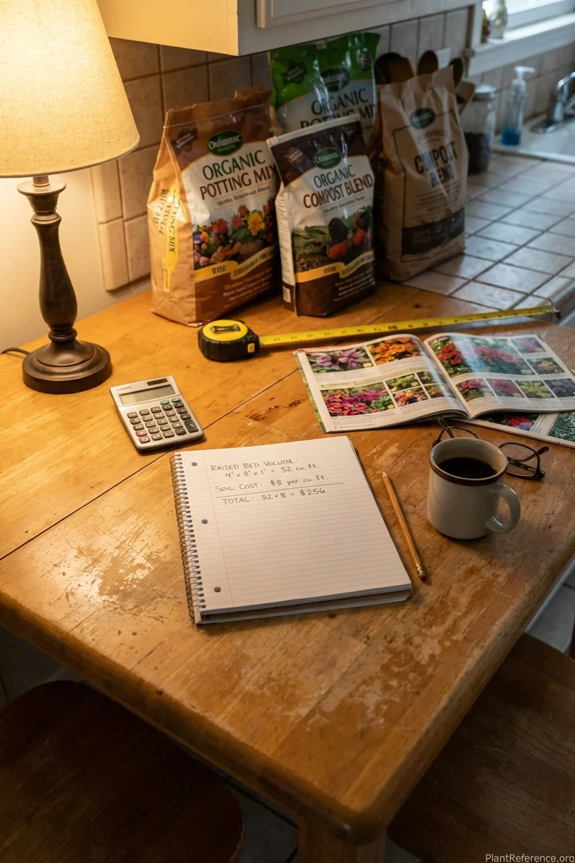 Cost calculations for filling raised beds with different commercial soil mixes