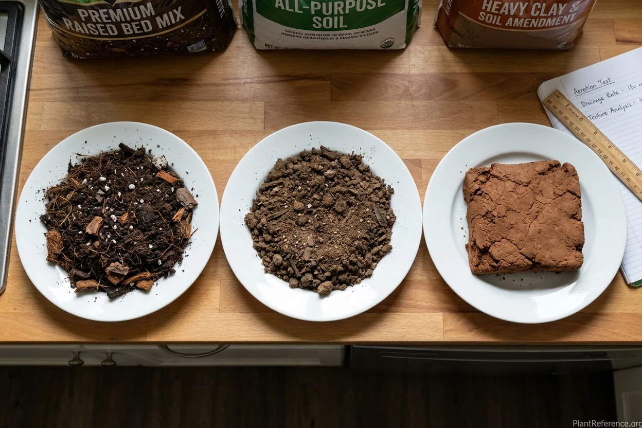 Soil texture comparison showing good drainage versus compacted garden soil