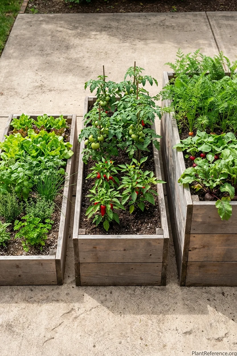 Raised bed depth comparison showing optimal soil levels for different vegetable types