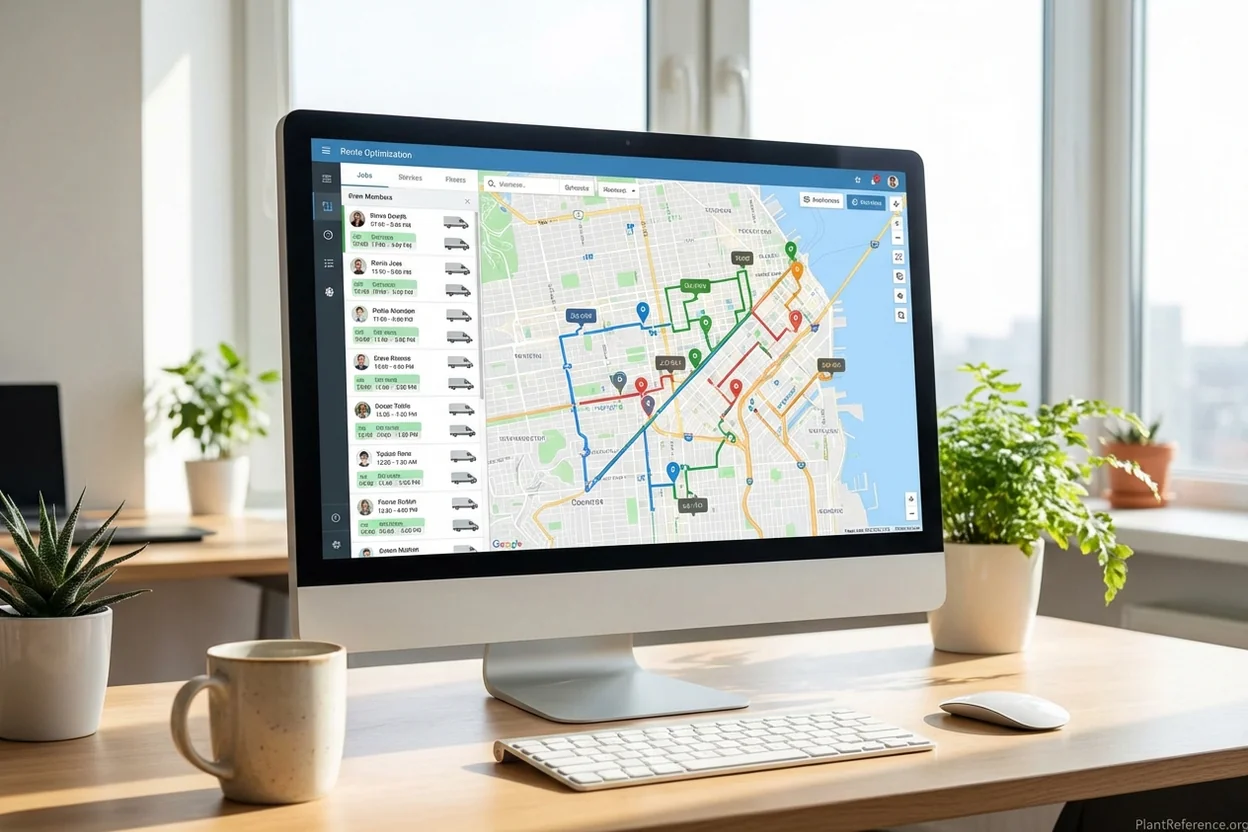 AI crew scheduling interface showing optimized daily routes for commercial tree service operations