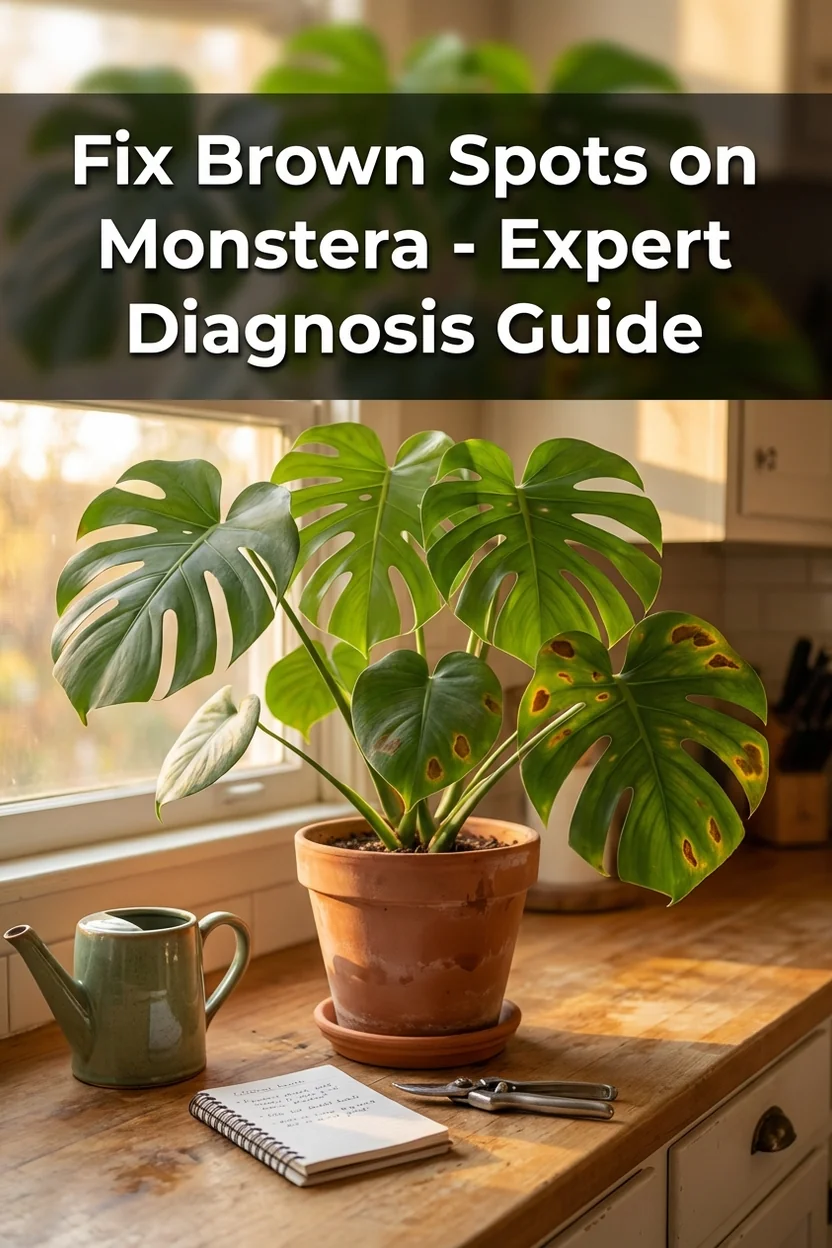 Monstera brown spots troubleshooting guide with plant diagnostic tips