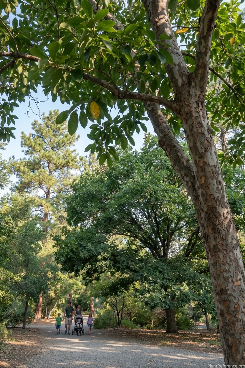 Healthy diverse urban forest with multiple climate resilient tree species showing different sizes and shapes