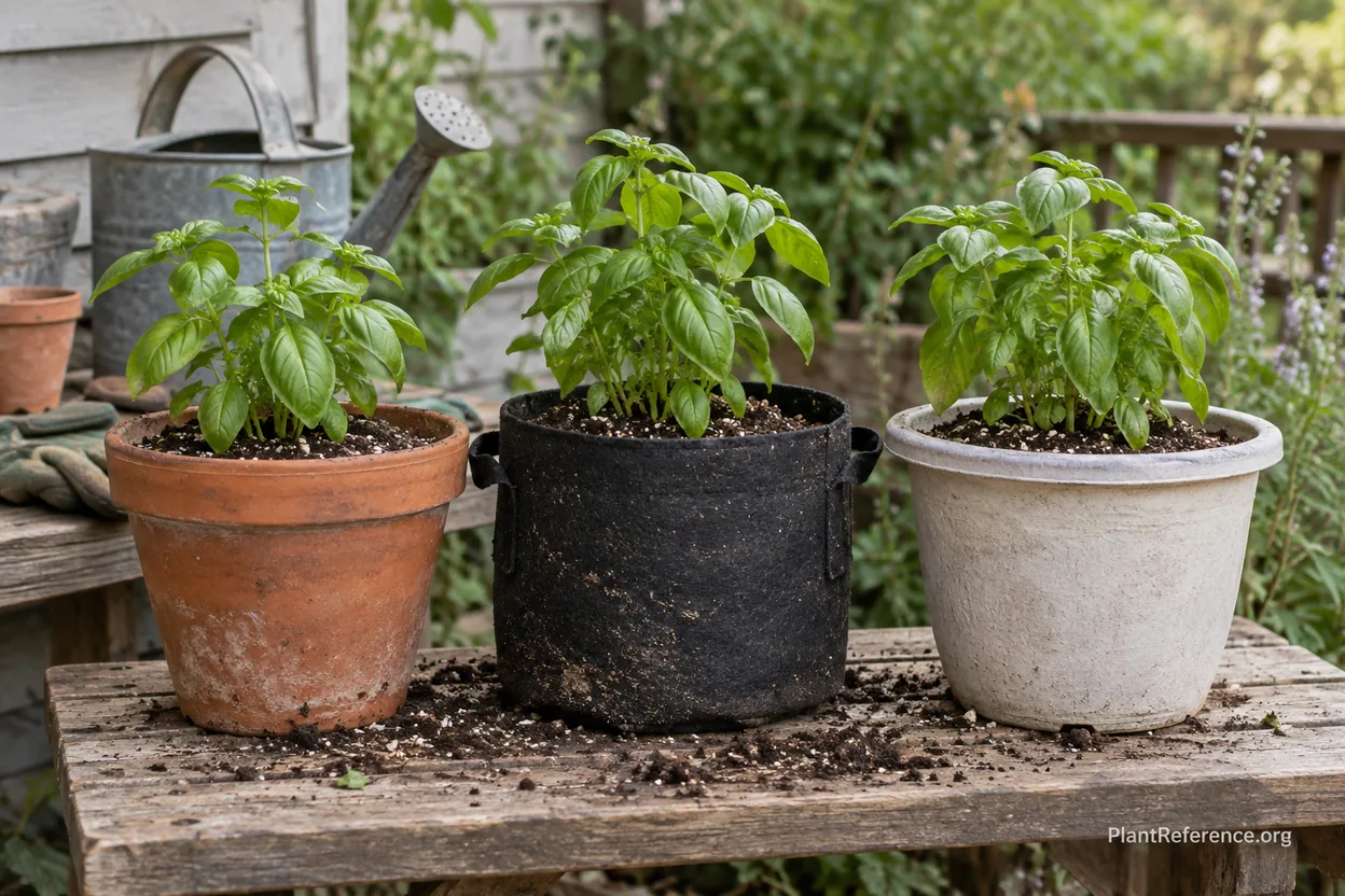 Terracotta, fabric, and resin pots compared for container gardening