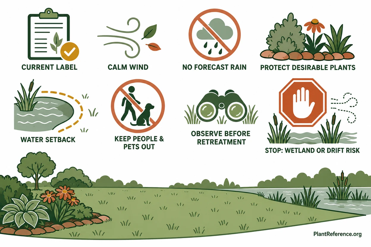 Safety decision checklist before herbicide lawn burn-back for meadow conversion
