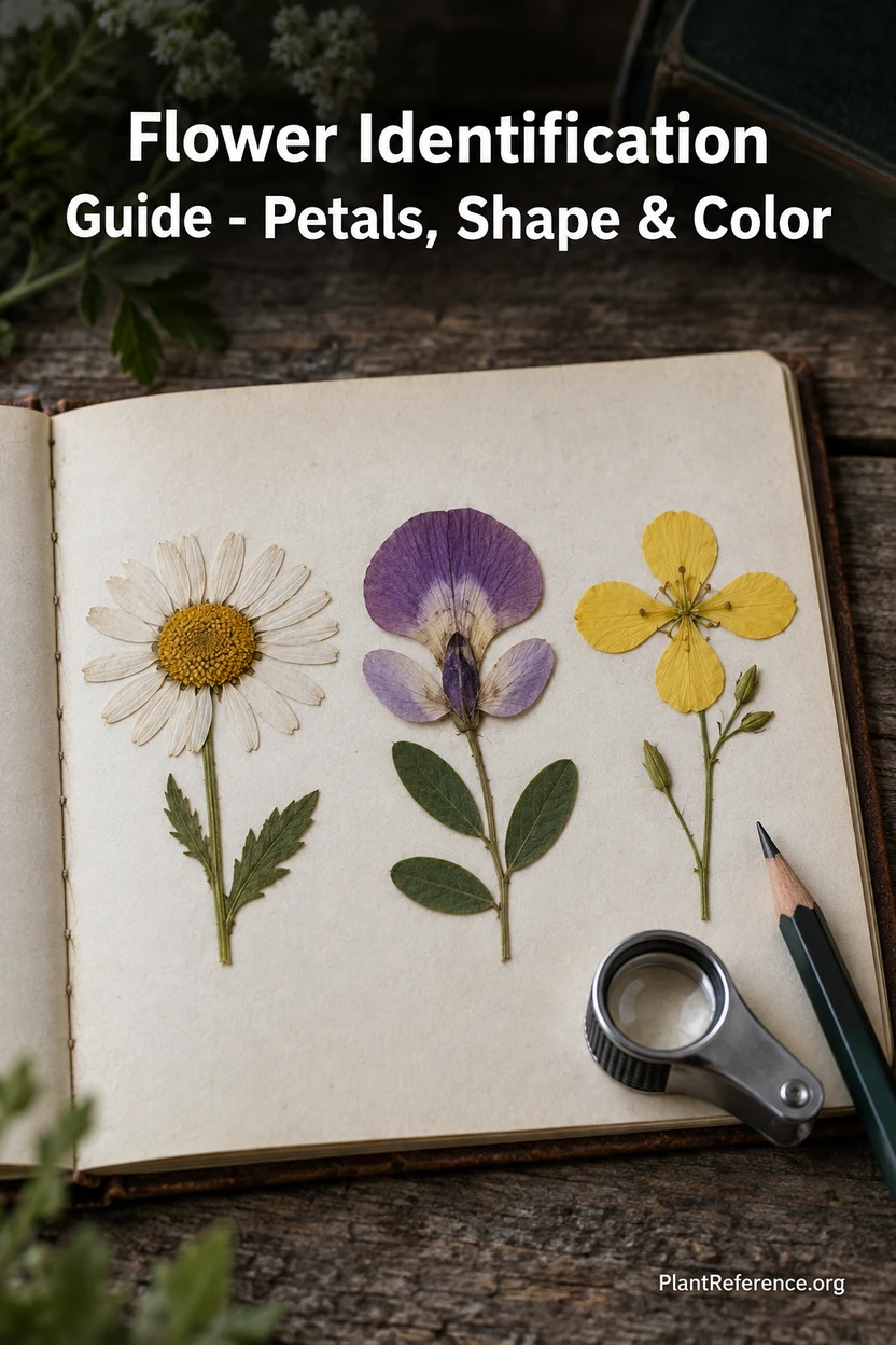 Flower identification guide showing how to use petals shape color and symmetry to name flowers