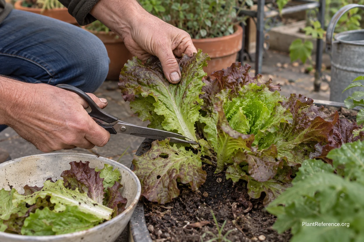 Outer lettuce leaves harvested from container plants for regrowth