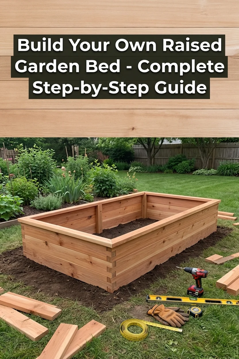 DIY raised garden bed construction guide with step-by-step building instructions