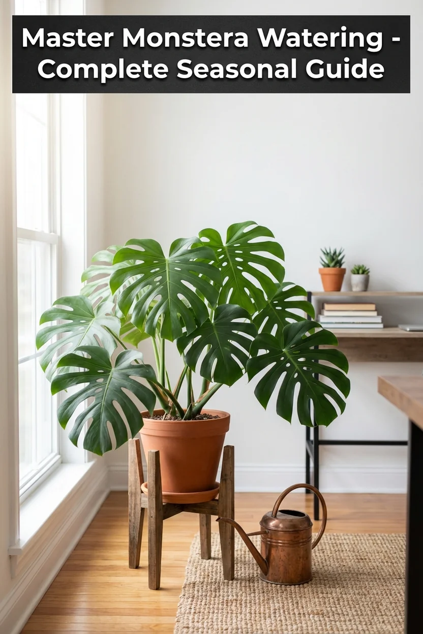 Complete monstera watering guide with seasonal schedule and troubleshooting tips