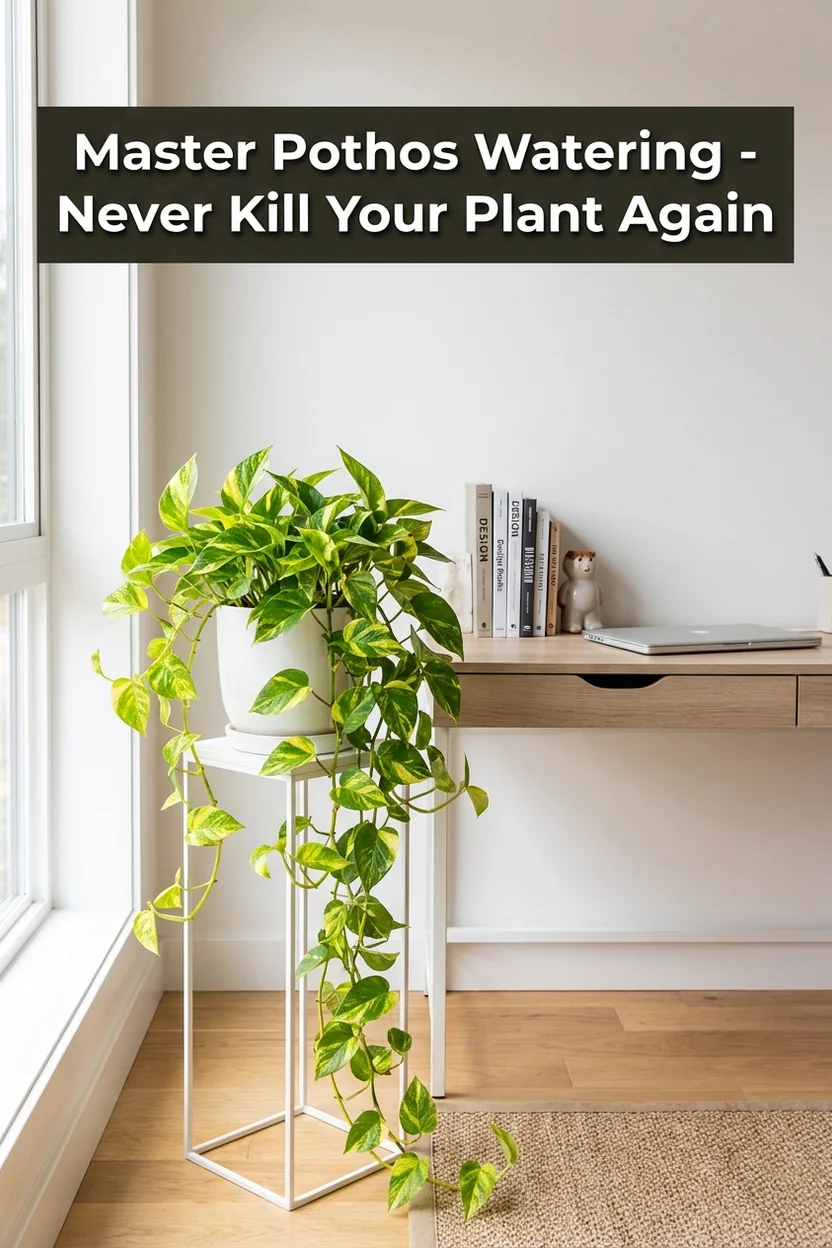 Pothos watering guide with visual signs when plant needs water