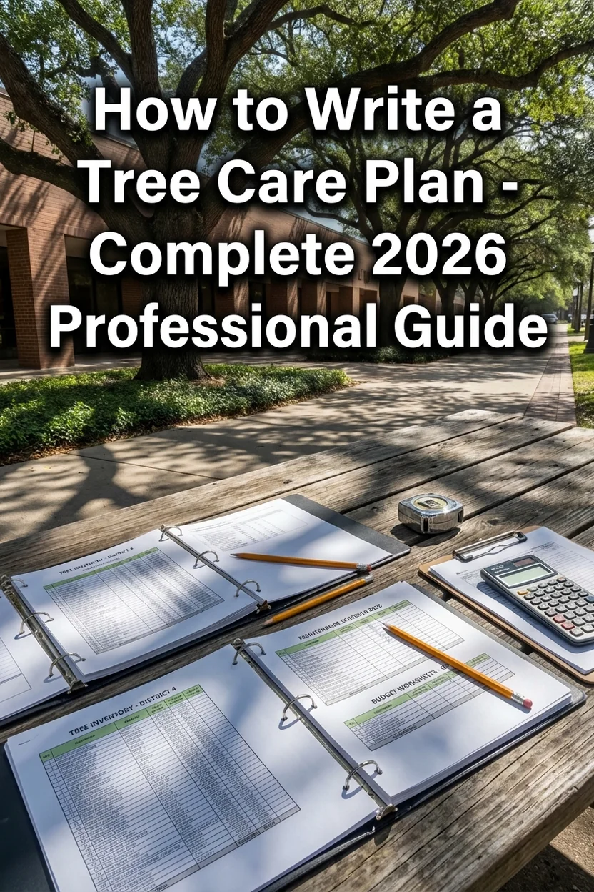 Complete tree care plan guide showing professional planning documents with healthy urban street trees