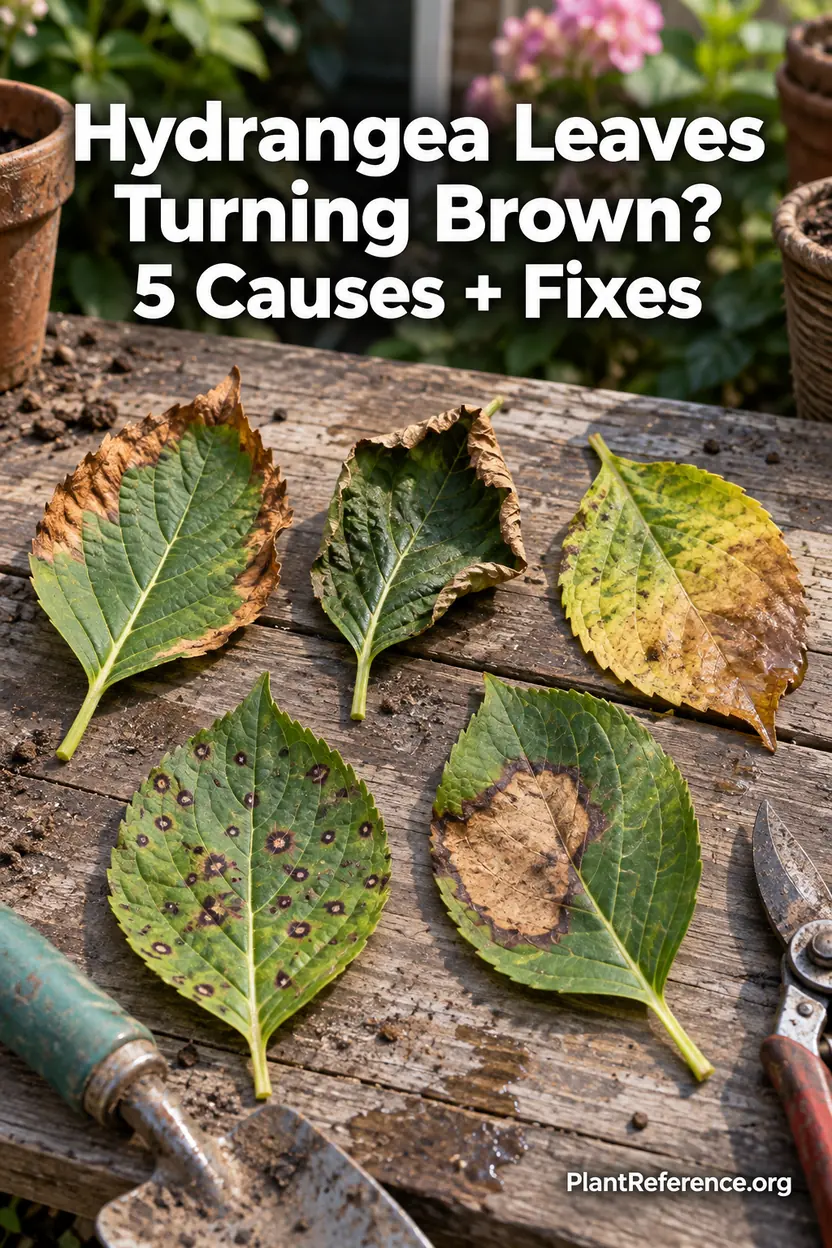 Five causes of hydrangea leaves turning brown with visual diagnosis guide