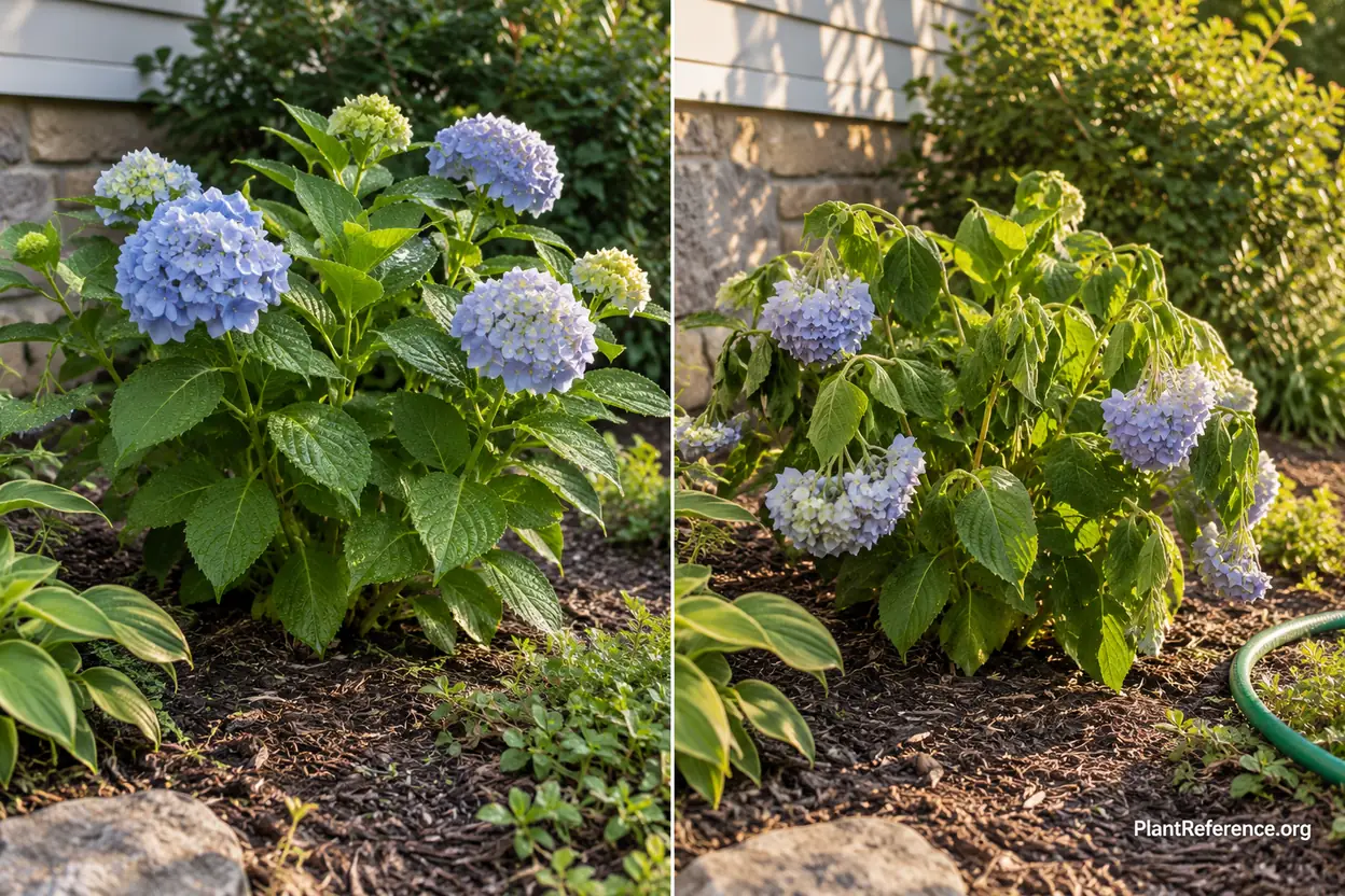 Hydrangea afternoon wilt compared with normal morning recovery