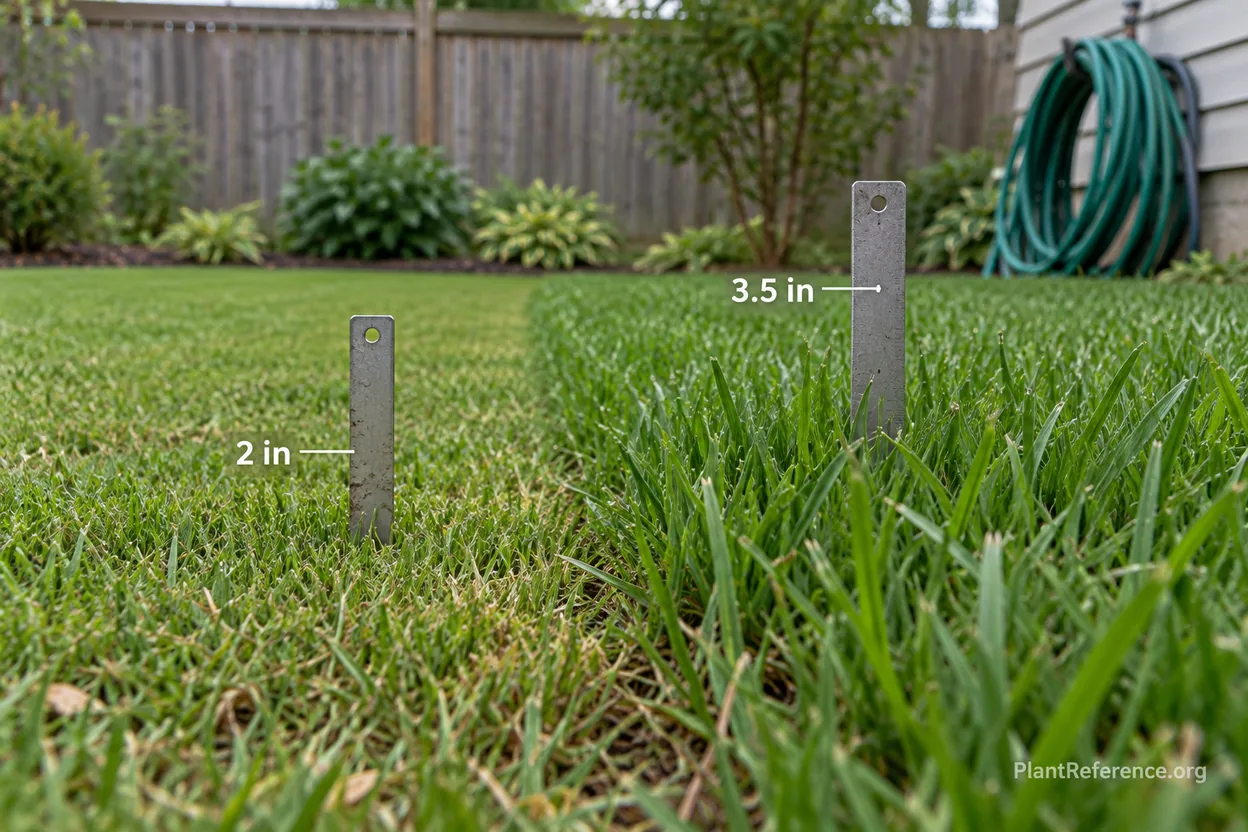 Seasonal lawn mowing height comparison showing raised summer height versus lower spring height