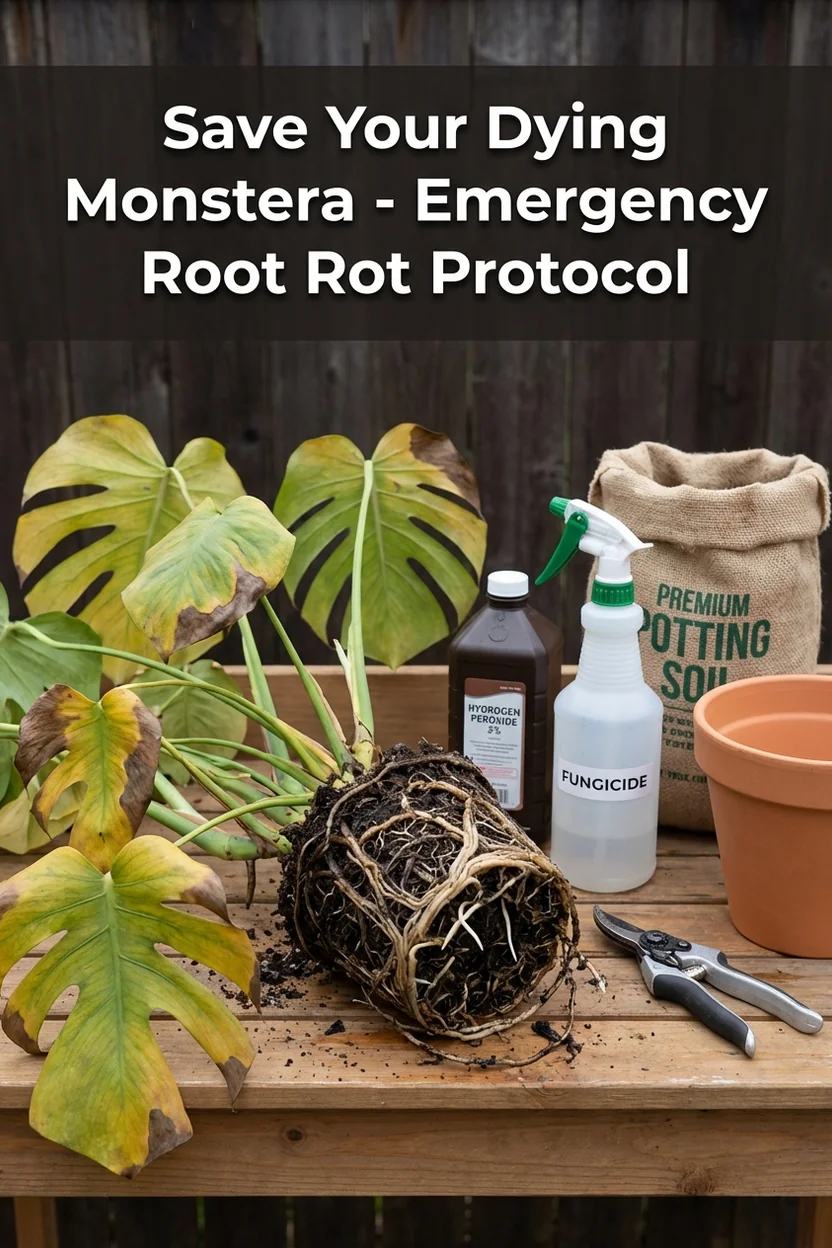 Emergency monstera root rot rescue guide with step-by-step protocol