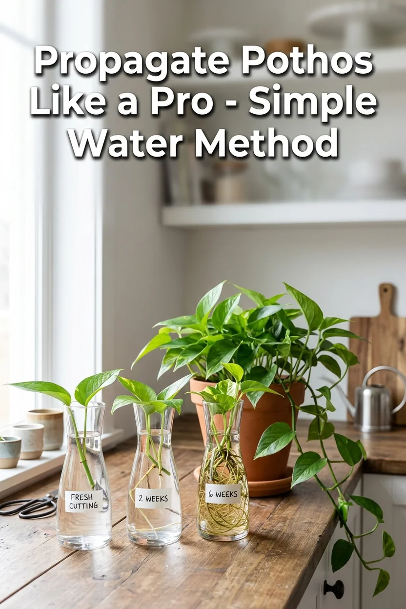 Step-by-step pothos water propagation guide with clear instructions