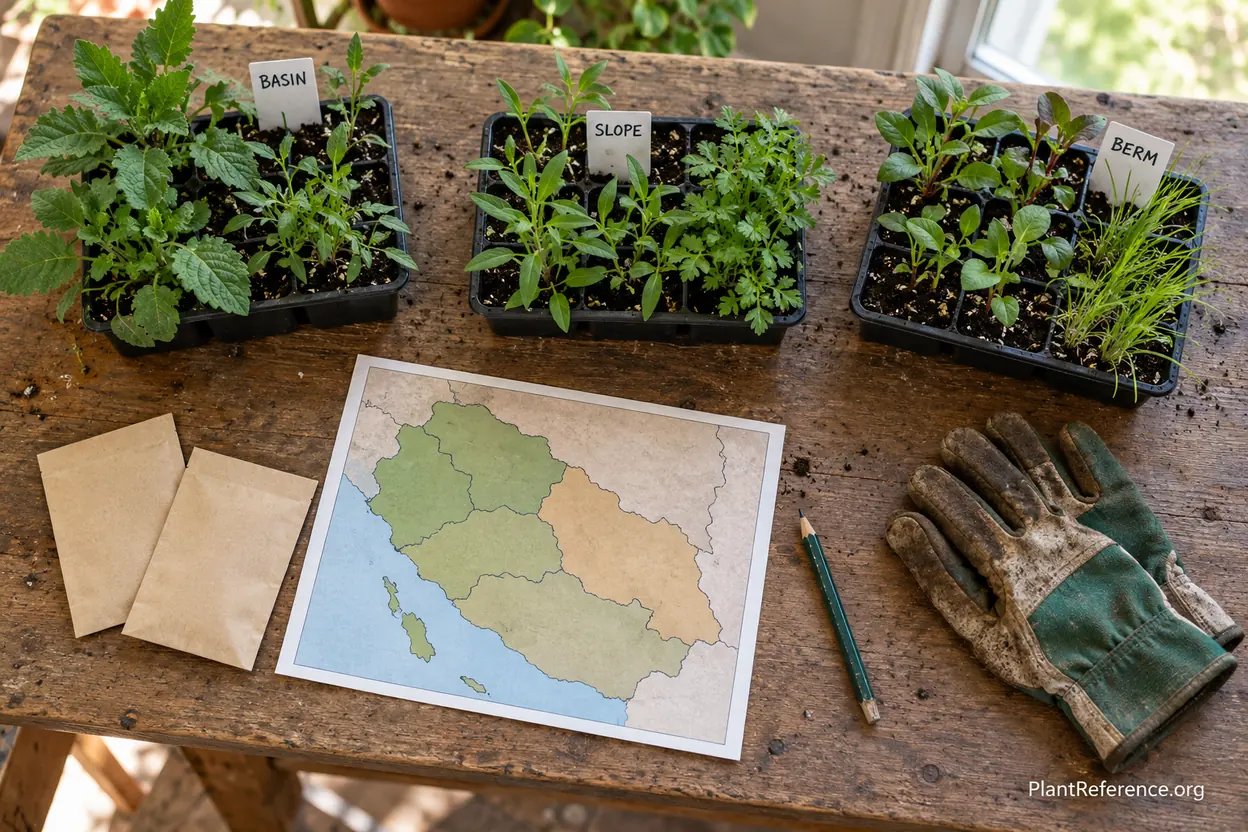 Regional rain garden plant kit with native species labels