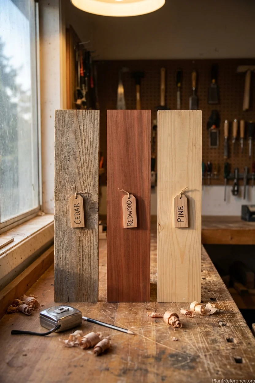 Comparison of cedar, redwood, and untreated pine lumber boards for raised bed construction