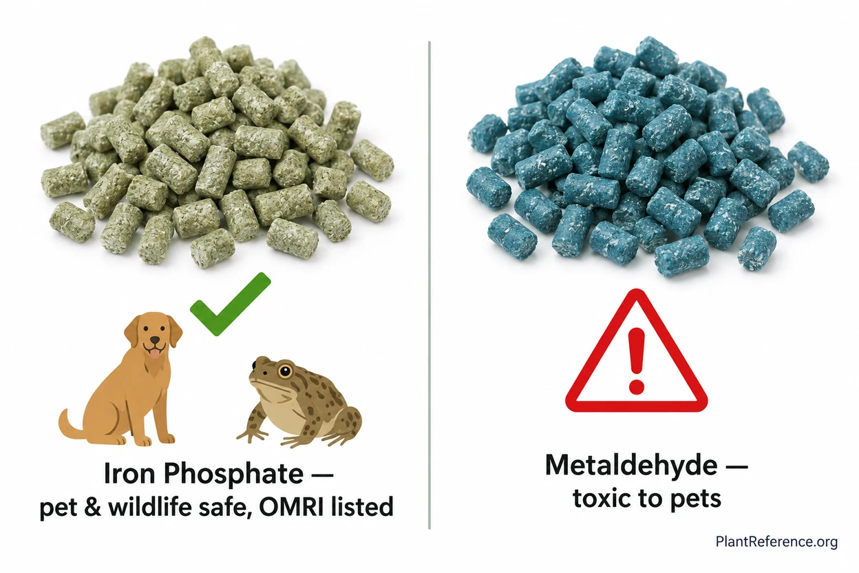 Comparison of pet-safe iron phosphate and toxic metaldehyde slug bait