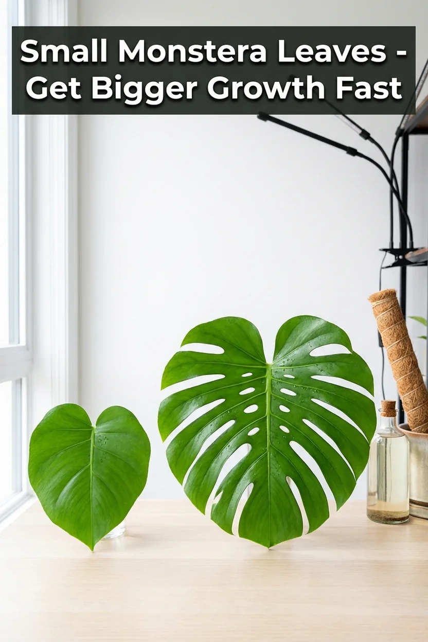 Monstera leaf size comparison showing growth improvement with proper care