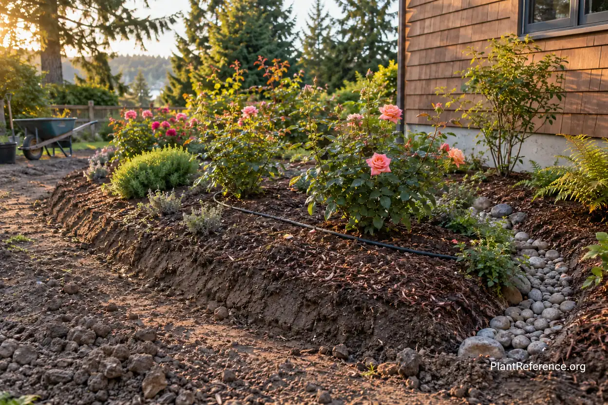 Raised rose bed over heavy Western Washington clay