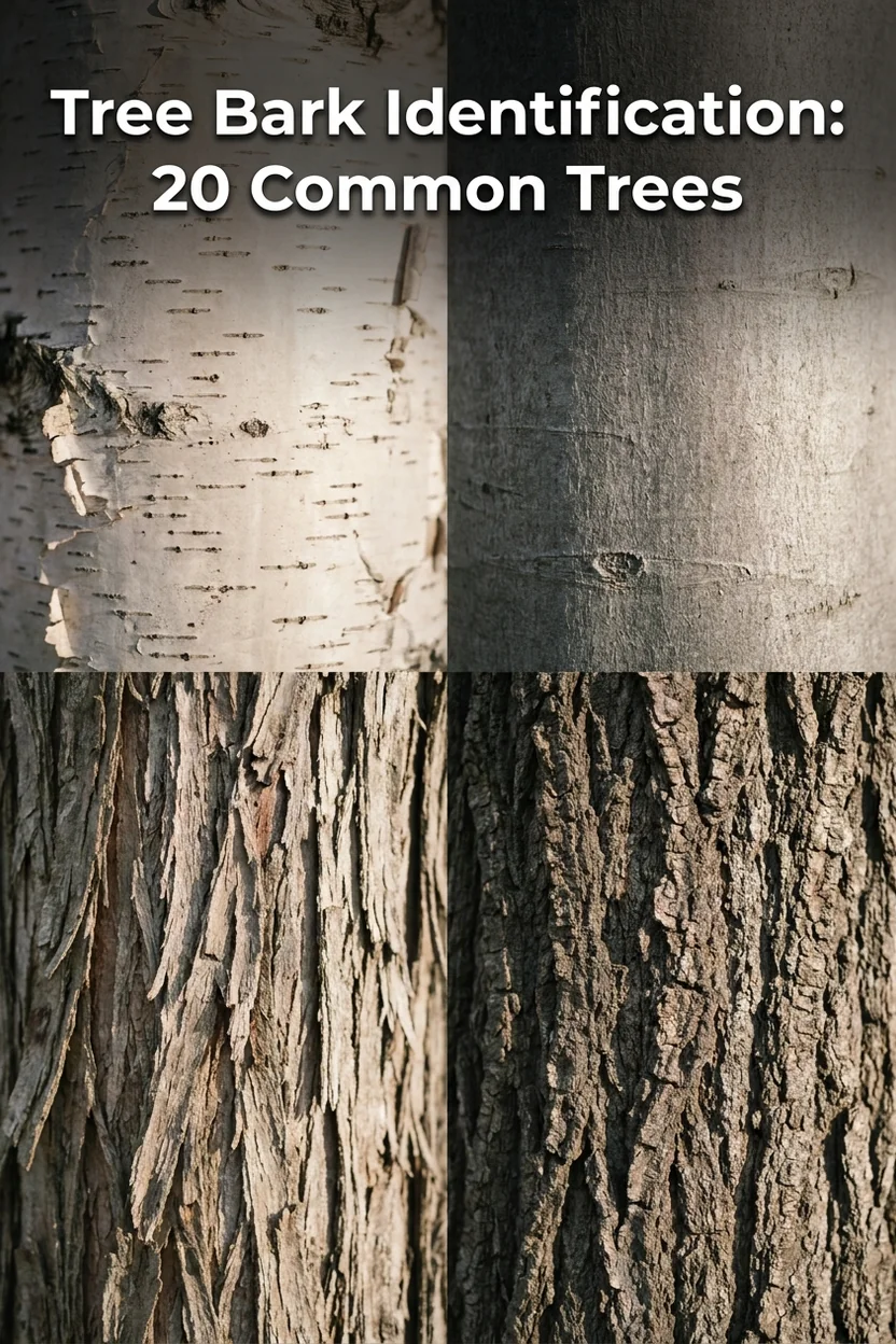 Visual guide to identifying 20 common North American trees by their bark patterns
