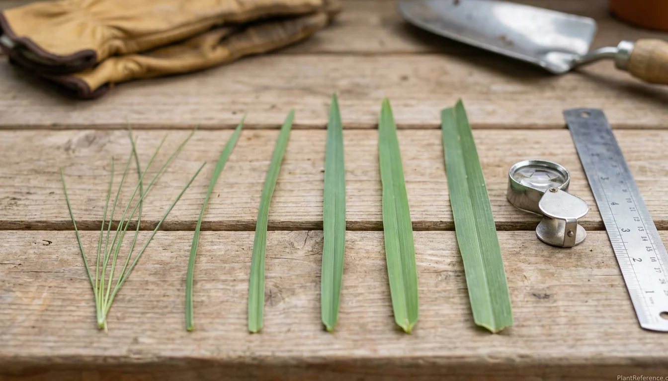 Different grass types compared side by side showing blade width and texture differences for lawn identification