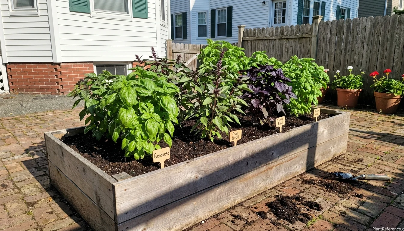 Basil plants growing in Boston garden with timing guide for Zone 6b Massachusetts planting
