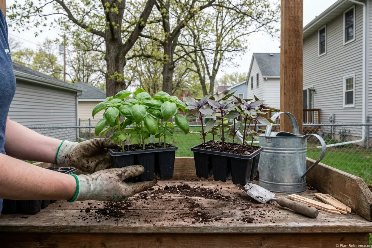 Basil seedlings ready for transplanting in Minneapolis Zone 4a garden after May 15