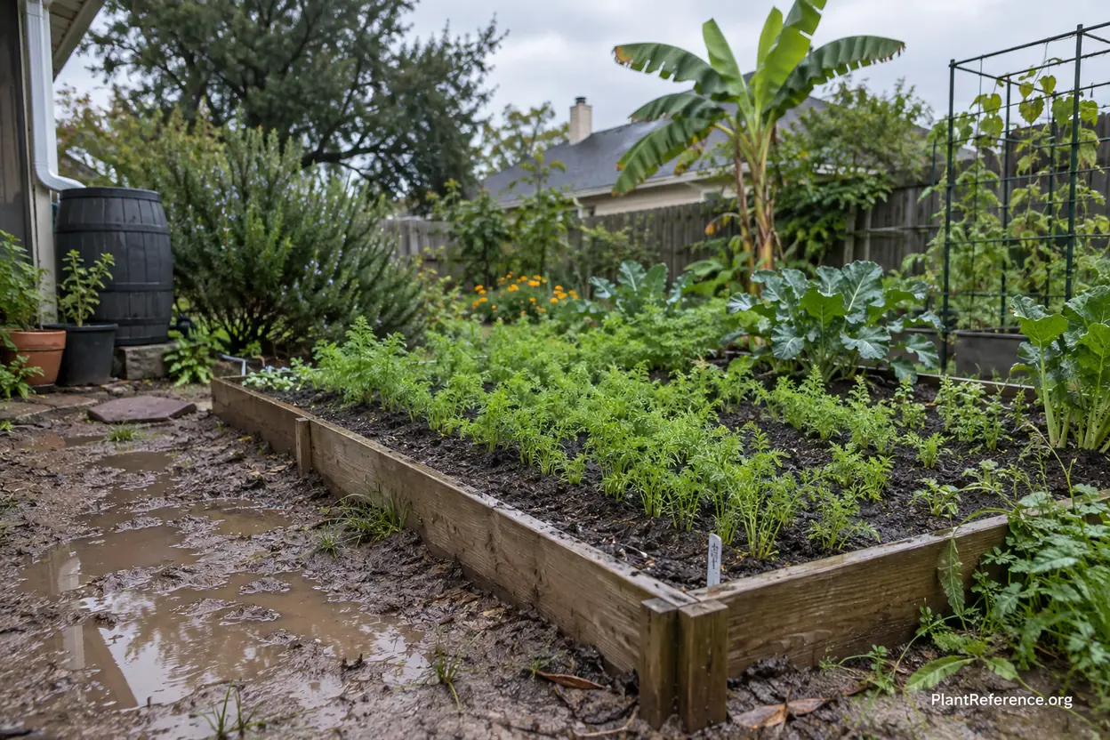 Elevated raised bed in Houston garden protecting carrots from flooding and clay soil