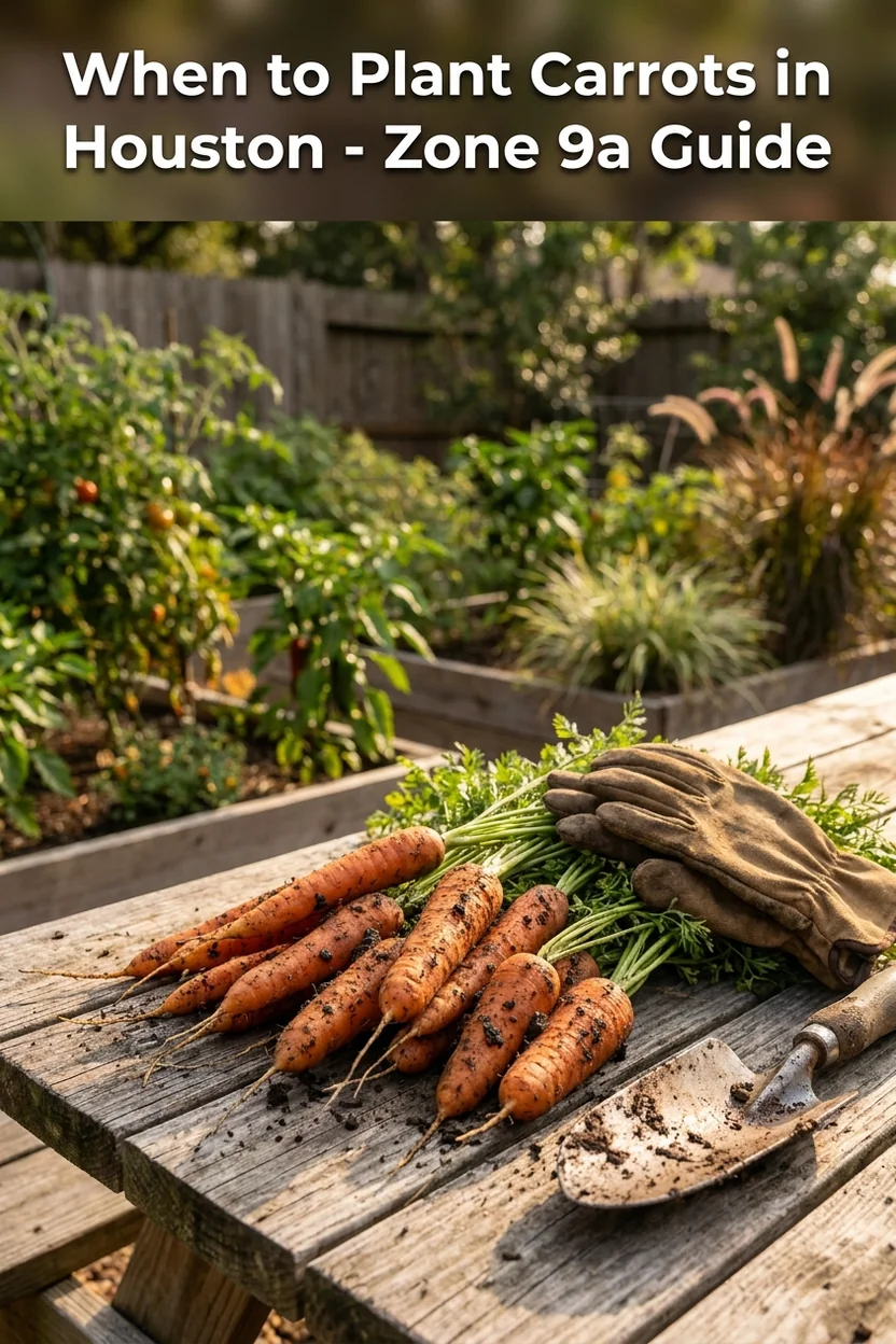 Houston carrot planting guide with dates and variety recommendations for Zone 9a