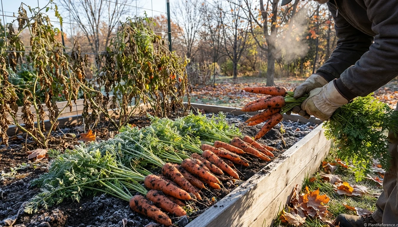 Fresh carrots harvested from Minneapolis Zone 4a garden showing proper fall timing