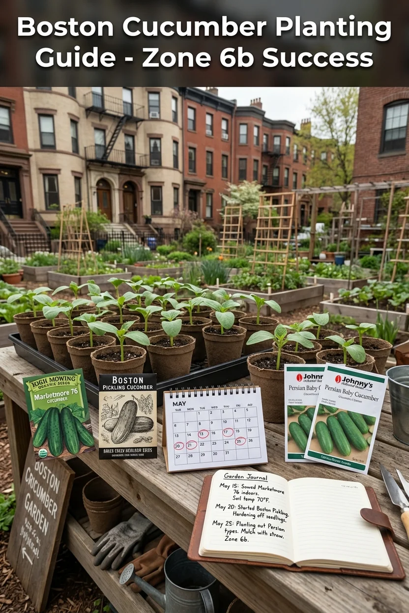 Boston cucumber planting guide showing best varieties and specific dates for Zone 6b success