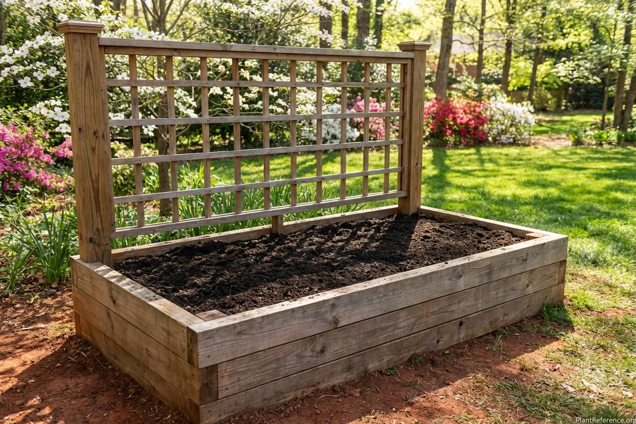 Raised bed with amended soil ready for cucumber planting in Charlotte garden