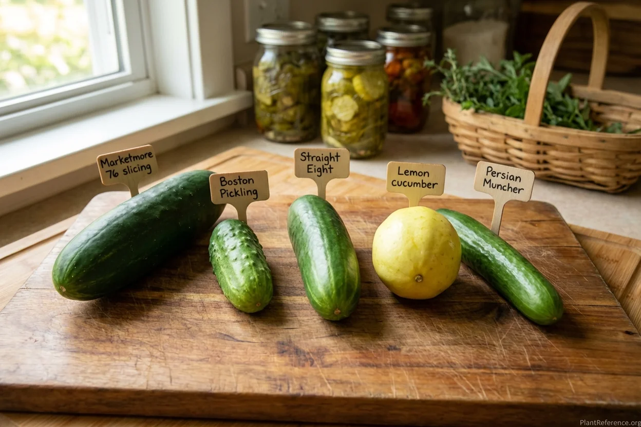 Five cucumber varieties compared side by side for Chicago Zone 6a gardens