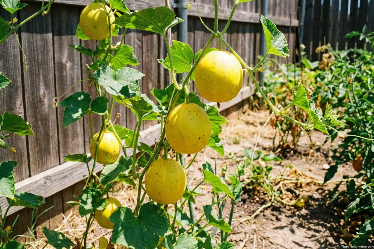 Lemon cucumbers growing in Dallas Zone 8a garden demonstrating heat tolerance