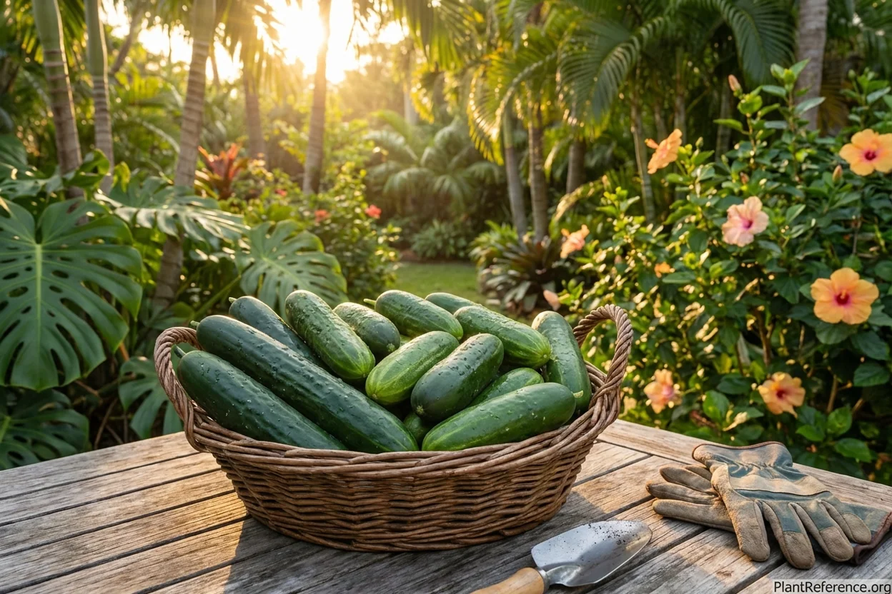 Fresh cucumbers from Miami Zone 10b garden dry season harvest