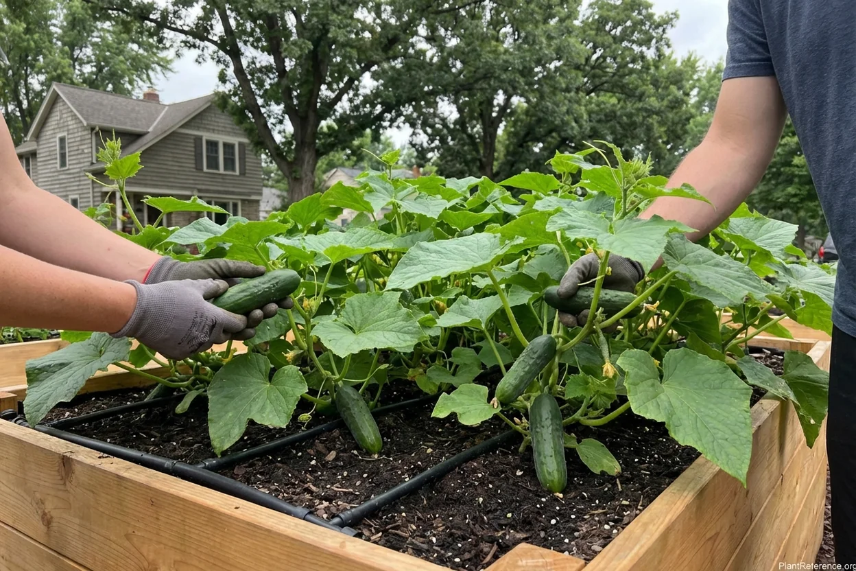 Boston Pickling cucumber harvest in Minneapolis Zone 4a raised bed garden