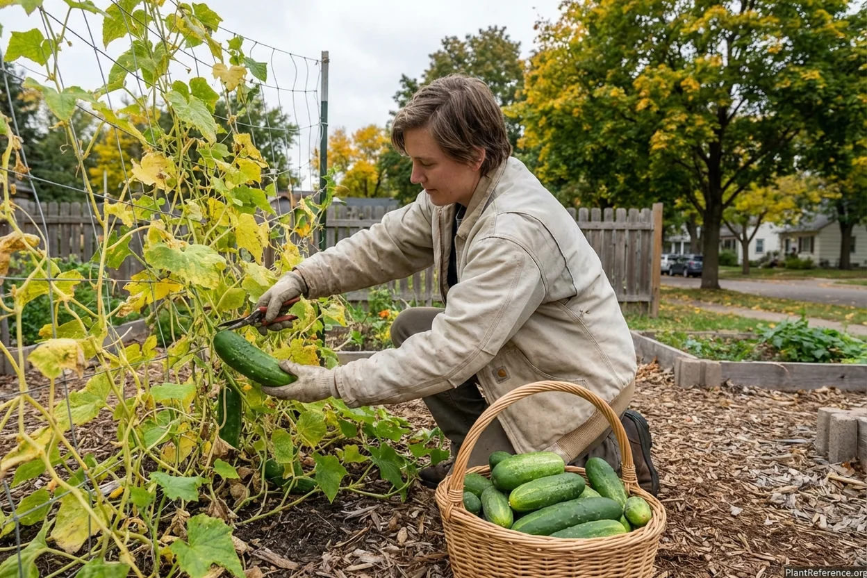 September cucumber harvest in Minneapolis before first frost damage