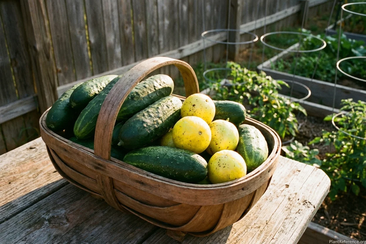 Fresh cucumbers from Oklahoma City Zone 7a garden fall harvest