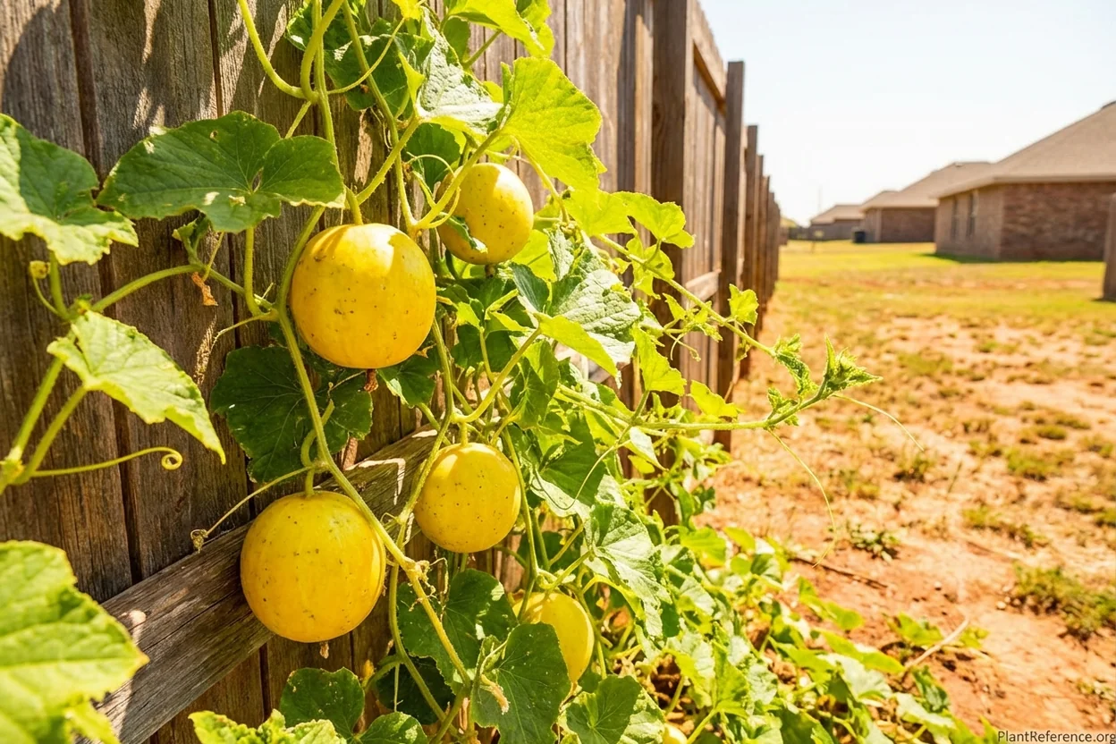 Lemon cucumbers growing in Oklahoma City Zone 7a garden showing drought tolerance