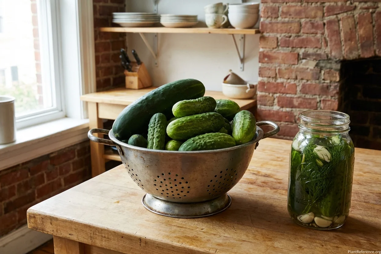 Fresh slicing and pickling cucumbers harvested from Philadelphia Zone 7a garden