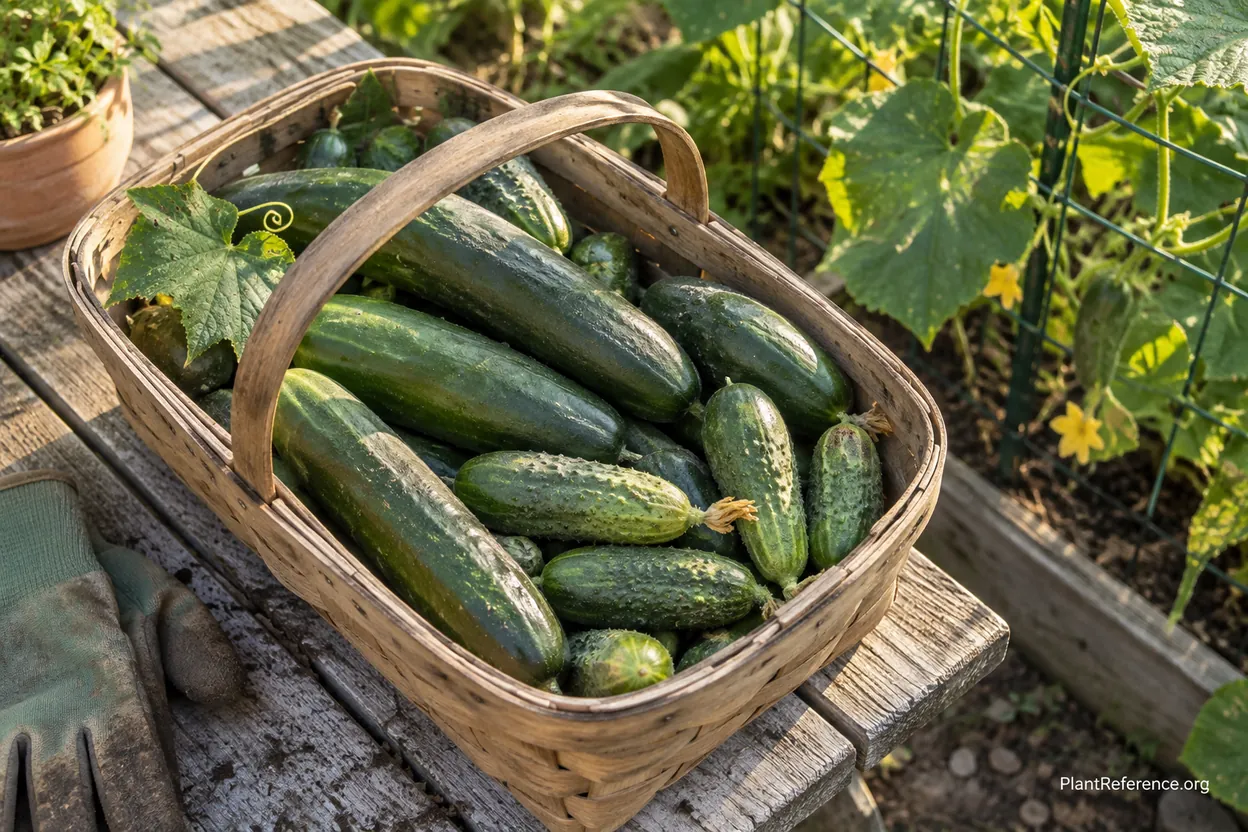 Fresh slicing and pickling cucumbers harvested from Kansas City Zone 6a garden