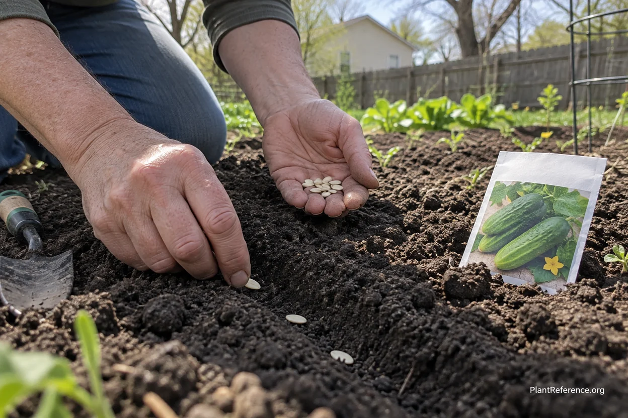 Planting cucumber seeds directly in dark prairie soil in Kansas City Zone 6a garden