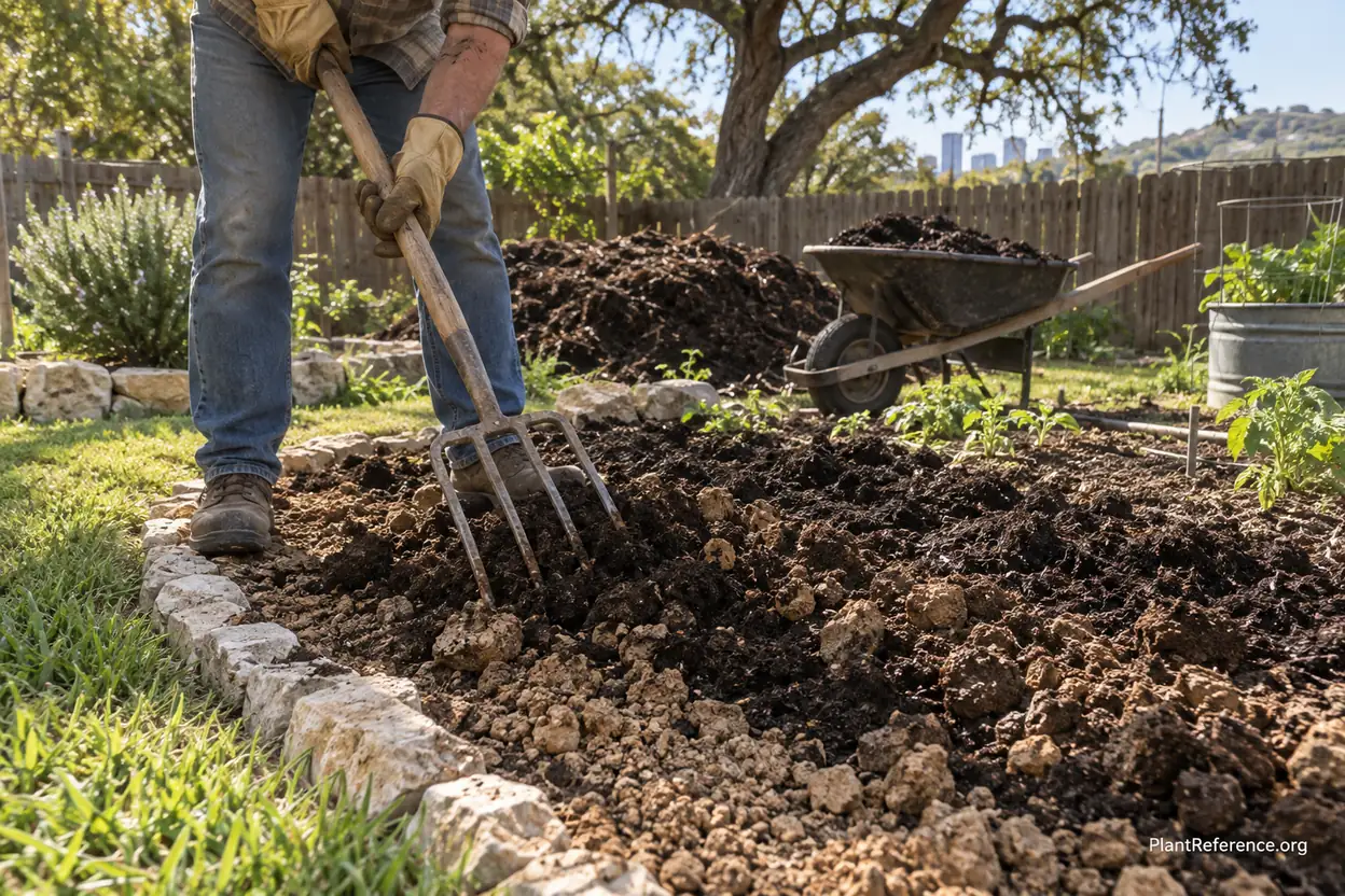 Improving Austin clay soil with compost for green bean planting