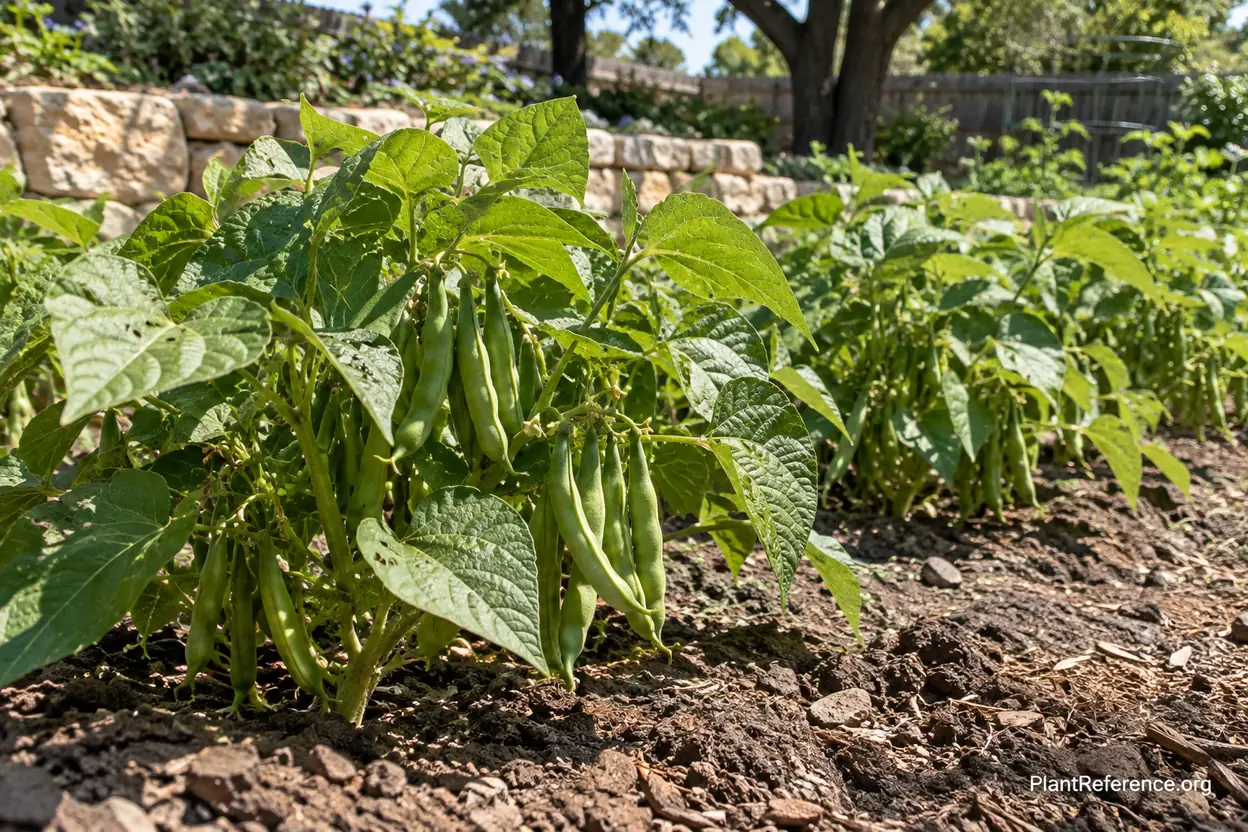 Provider green beans thriving in Austin Texas hot climate Zone 8b
