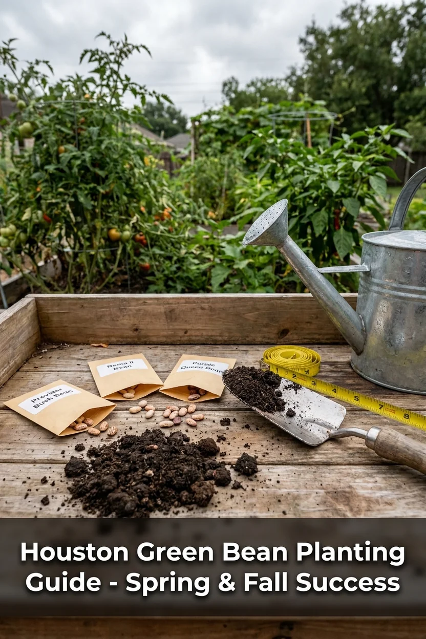 Houston green bean planting guide showing best dates for Zone 9a Texas growing